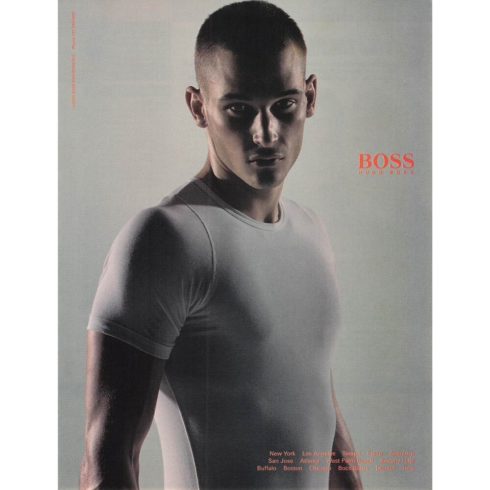 2002 Vintage Hugo Boss Menswear Fashion Print Ad Minimalist gay interest poster
